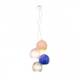 Dekoracyjna biała lampa wisząca kolorowe klosze ceramika szkło CASES PND-94794-4A-MLTI Italux nad wyspę stół Art Deco