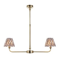 Klasyczna lampa wisząca podwójna abażurowa mosiężna minimalistyczna uniwersalna Lille & Ikat 118085 ENDON