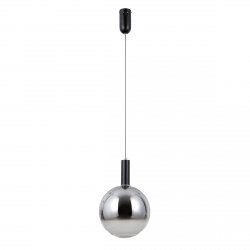 Czarna lampa wisząca kula czarna przyciemniona szara szklana Strela Italux PND-34378-1L-BK