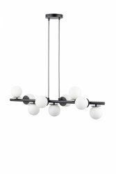 Czarna lampa wisząca na listwie białe kule Avola 9 zwis Sigma 40789