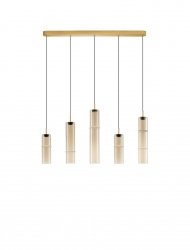Minimalistyczna lampa wisząca LED szklana tuba kolor złoty uniwersalna klasyczna możliwość ściemniania Luces Exclusivas