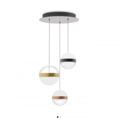 Nowoczesna Lampa Wisząca okrągłe klosze GALAXY SP3 342993 IDEAL LUX salonowa nad wyspę stół nikiel złoty miedziany