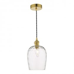 Mosiądzowana Lampa Wisząca Vintage Szklany Klosz HADANO HAD0140-03 DAR LIGHTING