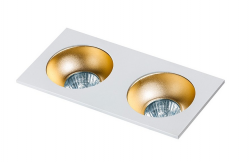 Nowoczesna oprawa sufitowa podtynkowa wpuszczana w sufit 2-płomienna aluminiowa biała + szampański HUGO 2 AZ1739 + 2 x AZ0825 Azzardo