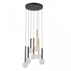 Kaskadowa lampa wisząca szklane okręgłe klosze przeźroczyste Alinos Italux PND-24019-7A-BK