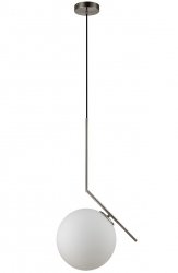 LAMPA WISZĄCA BIAŁA KULA FABIO MDM-7475/1-M-SN SREBRNA DESIGNERSKA 