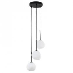 Lampa wisząca potrójna szklane klosze z designerskimi wgłębieniami biało-czarna MISTY 11018 TK-LIGHTING