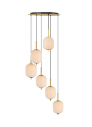 Designerska złota lampa wisząca kaskadowa LED ściemnialna dekoracyjne klosze AKARI DU31288A/34W Zumaline