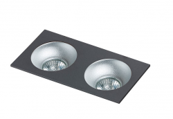 Nowoczesna oprawa sufitowa podtynkowa wpuszczana w sufit 2-płomienna czarna + aluminium HUGO 2 AZ1740 + 2 x AZ0821 Azzardo