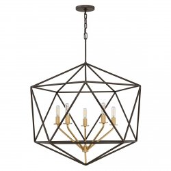 Lampa wisząca Astrid geometryczna 5 źródeł światła świecznikowa rustykalna HK-ASTRID-5P HINKLEY 