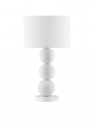 Lampka stołowa nocna biała tkaninowy abażur skandynawska minimalistyczna klasyczna kule CELVIRO LE45306 Luces Exclusivas