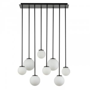 Czarna Lampa Wisząca Minimalistyczna Białe Szklane Klosze TULIA 33495 SIGMA