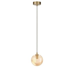 Złota molekularna lampa wisząca bursztynowy szklany klosz 12cm BUBBLES 1 AMBER AZ5954 + AZ6451 Azzardo 