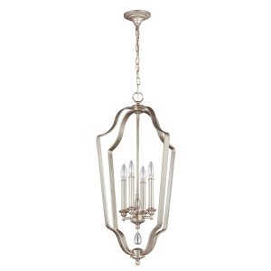 Żyrandol DeWitt 4 źródła światła ciepłe srebro elegancki uniwersalny metal i szkło FE-DEWITT-4P FEISS