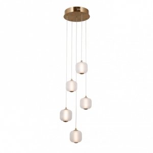 Nowoczesna Dekoracyjna Lampa Wisząca LED W Kolorze Złotym PND-34362-5-HBR-OPAL ITALUX