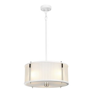 Lampa wisząca Corona 3 źródła światła satynowa biel / polerowany nikiel elegancka minimalistyczna DL-CORONA-3P-WPN ELSTEAD LIGHTING