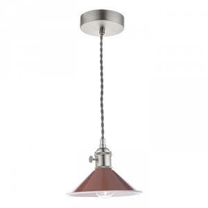 Chrom Lampa Wisząca Vintage Czerwony Klosz HADANO HAD0161-08 DAR LIGHTING