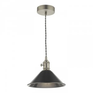 Chrom Lampa Wisząca Vintage Cynowany Klosz HADANO HAD0161-02 DAR LIGHTING