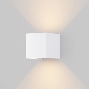 Nowoczesny kinkiet elewacyjny zewnętrzny LED minimalistyczny metalowy biały podświetlający ścianę Fulton MAYTONI O572WL-L6W