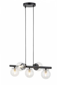 Czarna lampa wisząca na listwie szklane kule Avola 5 zwis Sigma 40791