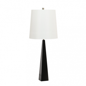 Nowoczesna lampa stołowa czarna salonowa z białym abażurem ASCENT ASCENT-TL-BLK-W Elstead Lighting polerowany nikiel