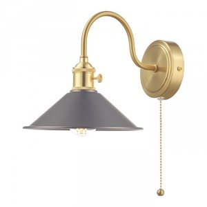 Mosiądzowany Kinkiet Ścienny Vintage Cynowany Klosz HADANO HAD0740-02 DAR LIGHTING