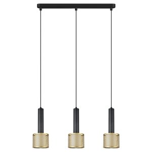 Industralna lampa wisząca czarno złota ozdobna metalowa loftowa minimalistyczna AMO LP-0702/3L GD LIGHT PRESTIGE