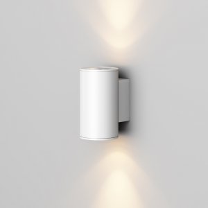 Nowoczesny kinkiet elewacyjny zewnętrzny minimalistyczny metalowy biały tuba podświetlający ścianę Shim MAYTONI O303WL-L10W3K