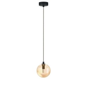 Czarna molekularna lampa wisząca bursztynowy szklany klosz 12cm BUBBLES 1 AMBER AZ5918 + AZ6451 Azzardo 