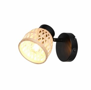 Lampa ścienna kinkiet owalny regulowany pleciony bambusowy na wysięgniku kolor naturalny boho rystykalny industrialny minimalistyczny LAURENT R86091732 Rl
