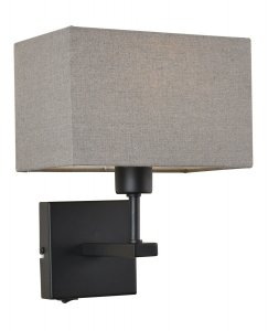 SZARY KINKIET HOTELOWY Z ABAŻUREM ITALUX NORTE WL-1122-1-A-BM-RC-GR NOWOCZESNY