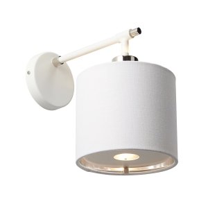 Abażurowy Kinkiet retro Balance BALANCE1-WPN Biały / Polerowany nikiel