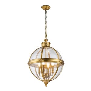 Lampa wisząca Adams 4 źródła światła oksydowany mosiądz styl wiktoriański FE-ADAMS-4P-BB FEISS