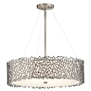 Lampa wisząca Silver Coral - 4 źródła światła koralowy metalowy wzór szklany klosz okrągła nowoczesna organiczny design KL-SILVER-CORAL-P-B KICHLER