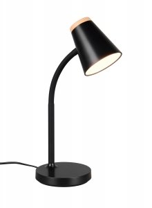 Lampa biurkowa nocna LED czarna minimalistyczna klasyczna uniwersalna nowoczesna drewniany dekor PONGO R55831102 Rl