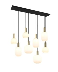 Nowoczesna Lampa Wisząca Nad Stół DIVA TRIO 319800808 Szklane Białe Klosze Złota
