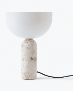 Lampka stołowa nocna półokrągła biała marmurowa nowoczesna designerska dekoracyjna na komodę 35cm Kizu 20425 New Works