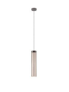 Lampa wisząca LED szklana tubka 40cm szara z wgłębieniami dekoracyjna klasyczna minimalistyczna Luces Exclusivas