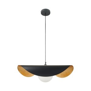 Lampa wisząca ozdobna aluminiowa czarna industrialna designerska elegancka mleczny szklany klosz ENZO ST-F22020601-D60 black Step Into Design