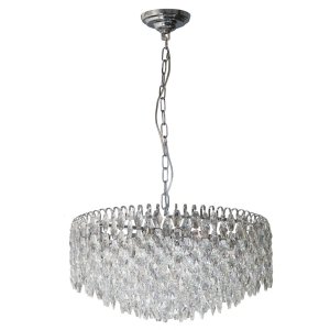 Dekoracyjna lampa wisząca kryształowa w kolorze chrom okrągły żyrandol do salonu w stylu glamour BURANO 60 AZ6908 Azzardo