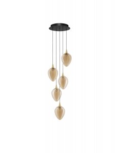 Nowoczesna lampa wisząca LED owalny złoty szklany klosz uniwersalna klasyczna minimalistyczna możliwość ściemniania VAZENDO LE45120 Luces Exclusivas