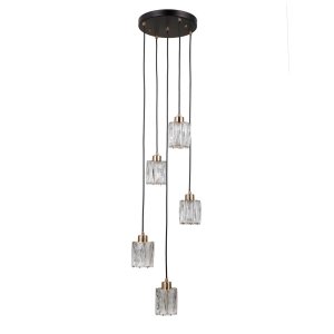 Kryształowa lampa wisząca Żyrandol zwis Torno Italux PND-40813-5R-BK-HBR jadalniana nad stół czarny złoty