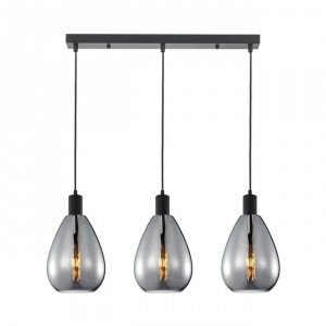 Czarna Dekoracyjna Lampa Wisząca Szklane Dymione Klosze ZULO PND-27812-3-BK-SG ITALUX