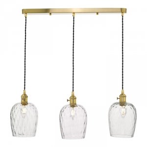Mosiądzowana Lampa Wisząca Vintage Szklane Klosze HADANO HAD3640-03 DAR LIGHTING