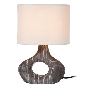 Dekoracyjna lampka stołowa ceramiczna podstawa z lnianym abażurem designerska nowoczesna na komodę TOMEO 47509/81/30 LUCIDE 