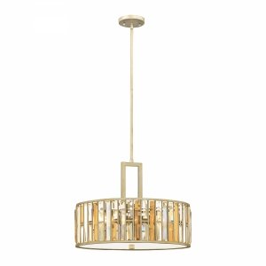 Lampa wisząca Gemma 3 źródła światła płatki srebra bursztynowe kryształy glamour okrągła HK-GEMMA-P-C-SL HINKLEY