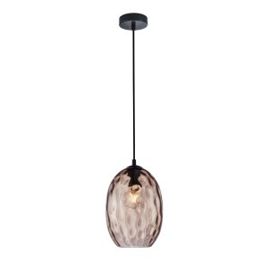 Lampa wisząca Italux Novala PND-3031-1-BK-CF Czarna Szklany klosz kawowy Coffee, Loft