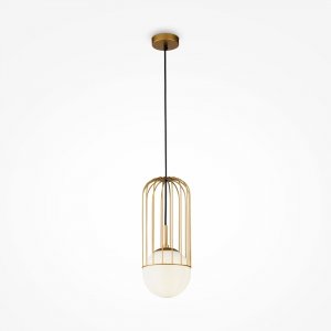 Lampa wisząca złota metalowa biała kula designerska uniwersalna regulacja wysokości Telford MAYTONI P362PL-01G