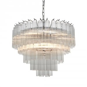Szklana lampa wisząca rurki niklowana okrągła designerska nowoczesna Toulouse 104090 ENDON