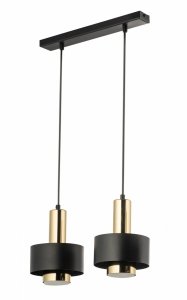 Nowoczesna lampa wisząca podwójna Rif Lux Sigma 40785 czarny/ złoty nad stół nad wyspę salon